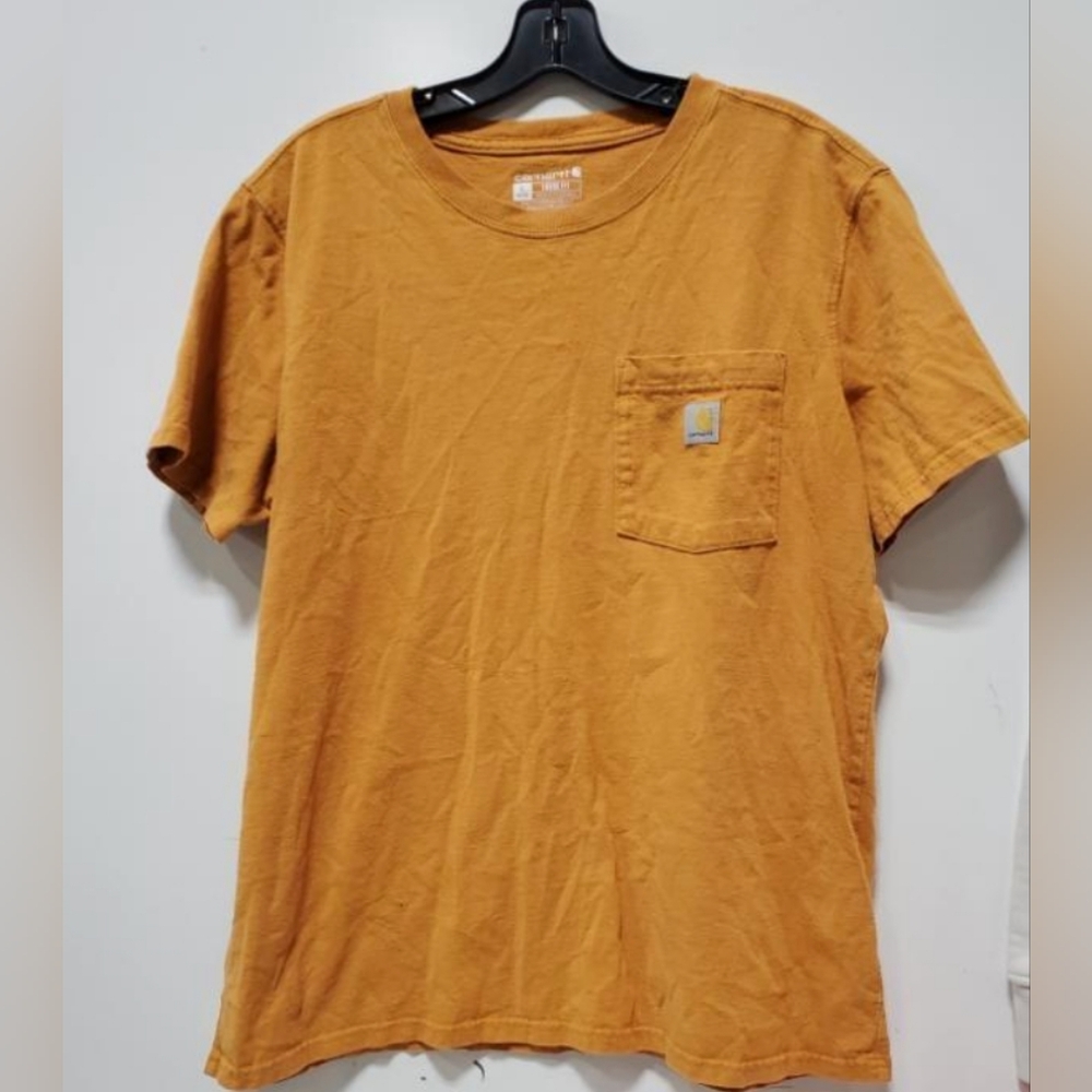 Carhartt Short Sleeve Pocket Tees 2PCS Lot Size L- Coral and Mustard Used Exc - Picture 4 of 6